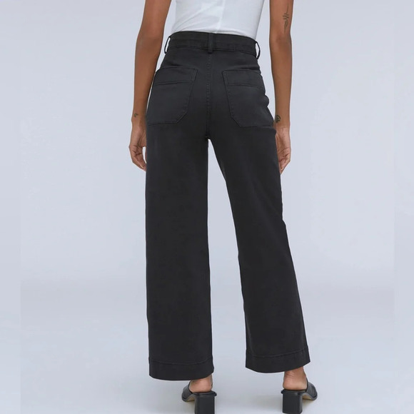 NWT Everlane Bottom Organic Cotton Crop Wide-leg Black size 2 - Picture 2 of 16